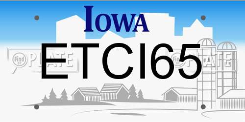ETCI65 Iowa License Plate