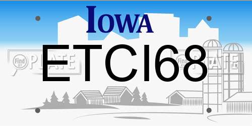 ETCI68 Iowa License Plate