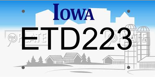 ETD223 Iowa License Plate