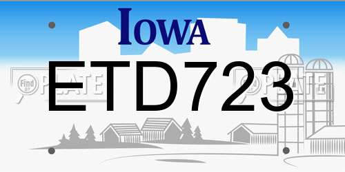 ETD723 Iowa License Plate
