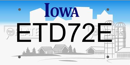 ETD72E Iowa License Plate