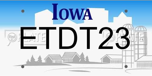ETDT23 Iowa License Plate