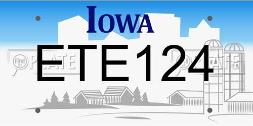 ETE124 Iowa License Plate
