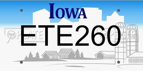 ETE260 Iowa License Plate
