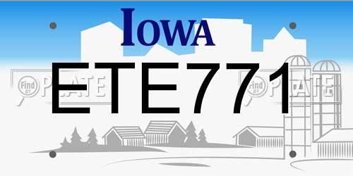 ETE771 Iowa License Plate