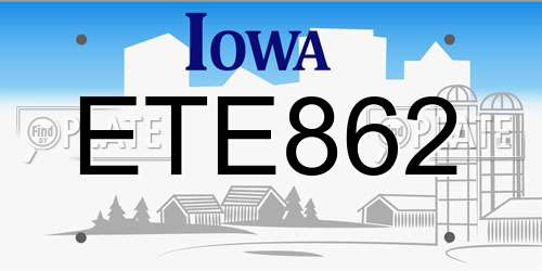 ETE862 Iowa License Plate