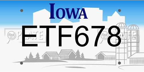 ETF678 Iowa License Plate
