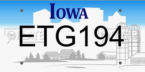 ETG194 Iowa License Plate