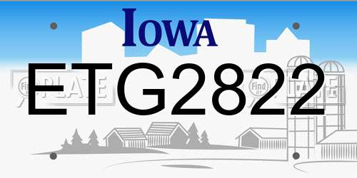 ETG2822 Iowa License Plate