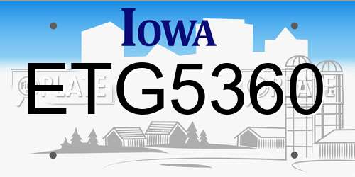 ETG5360 Iowa License Plate
