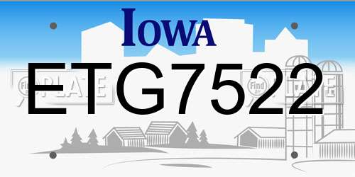 ETG7522 Iowa License Plate