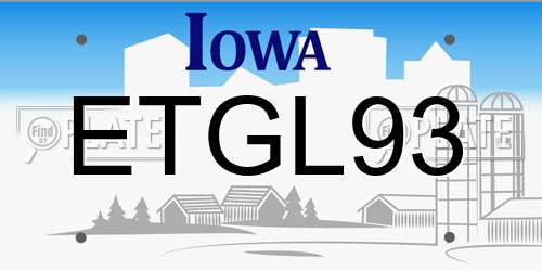 ETGL93 Iowa License Plate
