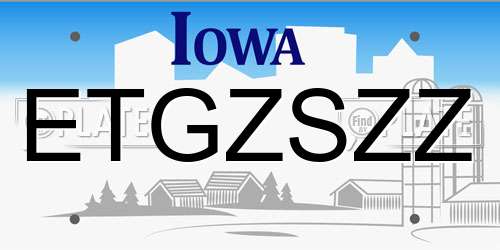 ETGZSZZ Iowa License Plate
