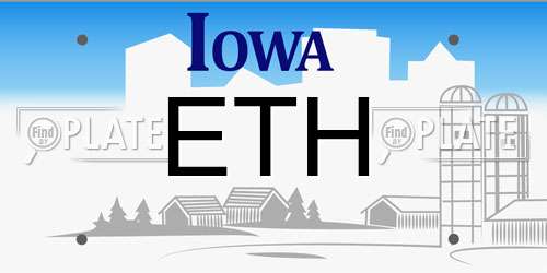 ETH Iowa License Plate