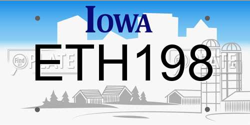 ETH198 Iowa License Plate