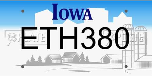 ETH380 Iowa License Plate