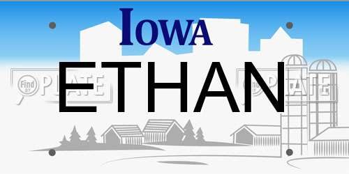 ETHAN Iowa License Plate