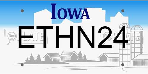 ETHN24 Iowa License Plate