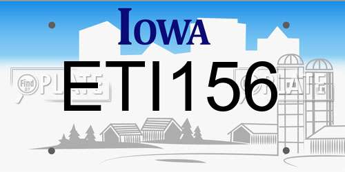 ETI156 Iowa License Plate