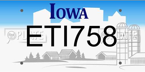ETI758 Iowa License Plate