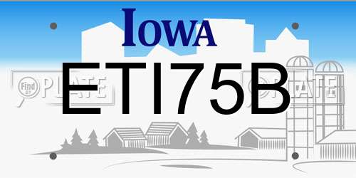 ETI75B Iowa License Plate