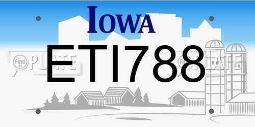 ETI788 Iowa License Plate