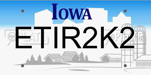 ETIR2K2 Iowa License Plate