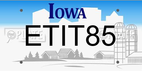 ETIT85 Iowa License Plate