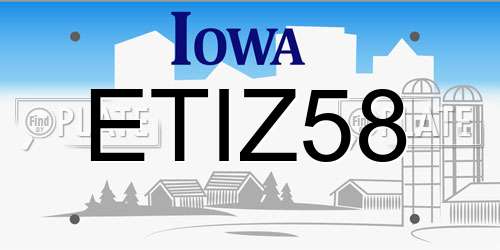 ETIZ58 Iowa License Plate