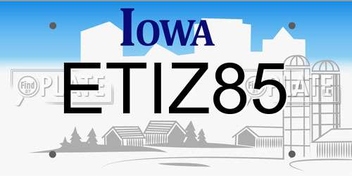 ETIZ85 Iowa License Plate