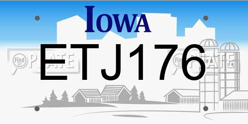 ETJ176 Iowa License Plate