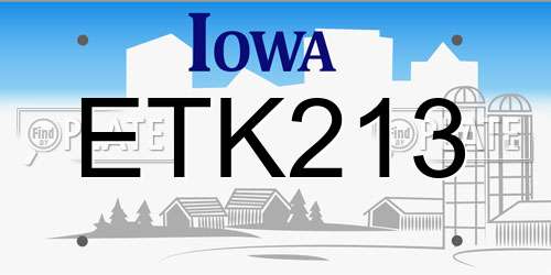 ETK213 Iowa License Plate