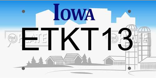 ETKT13 Iowa License Plate