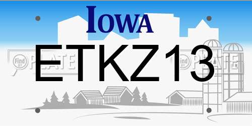 ETKZ13 Iowa License Plate