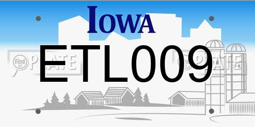 ETL009 Iowa License Plate