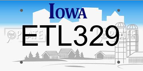 ETL329 Iowa License Plate