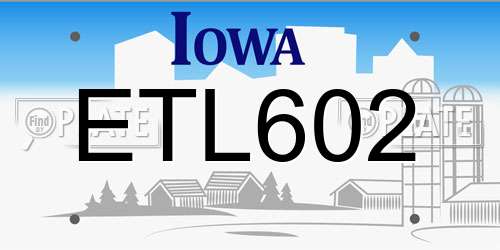 ETL602 Iowa License Plate