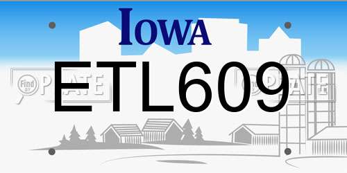 ETL609 Iowa License Plate