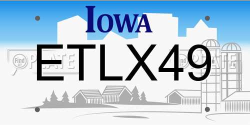 ETLX49 Iowa License Plate