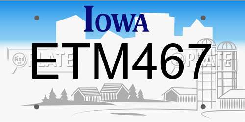 ETM467 Iowa License Plate