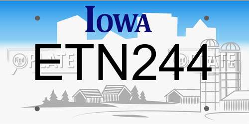 ETN244 Iowa License Plate