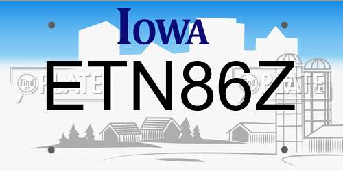 ETN86Z Iowa License Plate