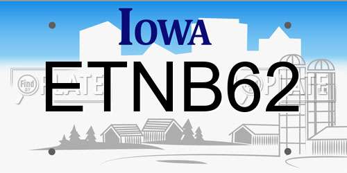 ETNB62 Iowa License Plate