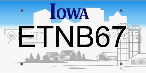 ETNB67 Iowa License Plate