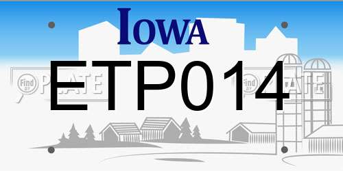ETP014 Iowa License Plate