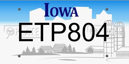 ETP804 Iowa License Plate