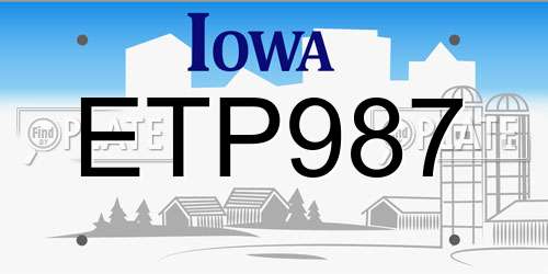 ETP987 Iowa License Plate