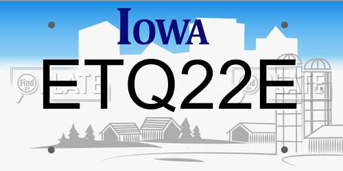 ETQ22E Iowa License Plate
