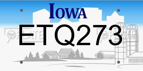 ETQ273 Iowa License Plate