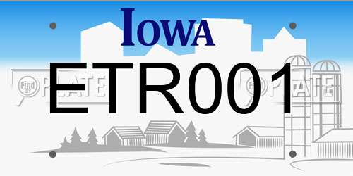 ETR001 Iowa License Plate